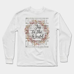 Joy to the World Christmas Hymn Watercolor Wreath Long Sleeve T-Shirt